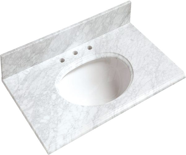 36"round sink Natural Carrara White marble vanity top