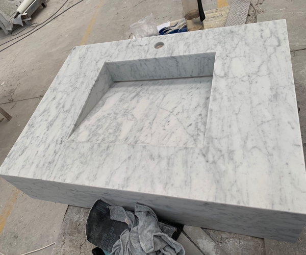 48"Natural Carrara White marble vanity top with marble sink